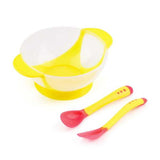 Baby Stay Put Feeding Bowl With Suction Base and Temperature Sensing Spoons